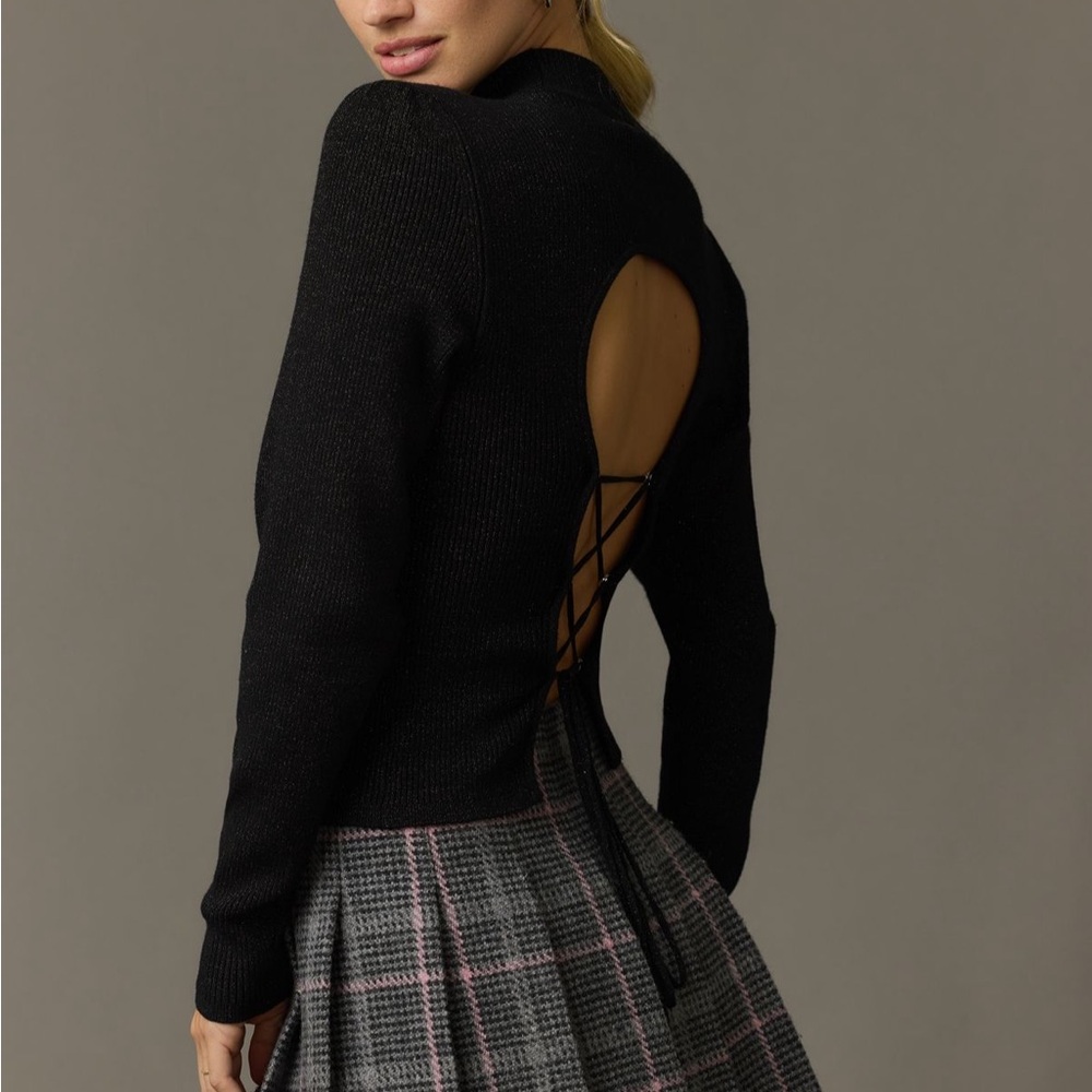 Black Open-Back Sweater slight sparkle